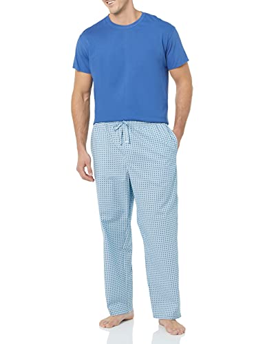Amazon Essentials Men's Straight-Fit Woven Pajama Pant, Blue Geo Print, X-Large