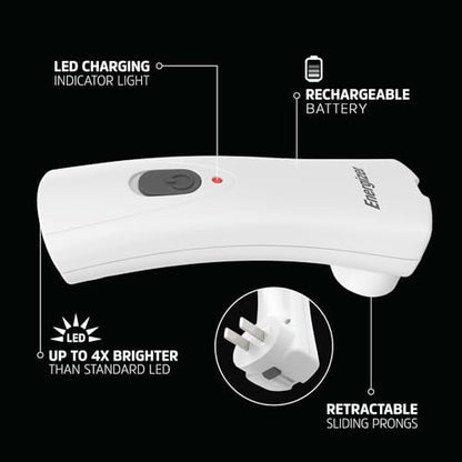 Energizer Weatheready Rechargeable Compact Handheld Light, Plug-in LED Emergency Flashlight, Automatic Turn-On, Built-in Battery Included, 3 Count