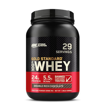 Optimum Nutrition Gold Standard 100% Whey Protein Powder, Double Rich Chocolate, 2 Pound (Packaging May Vary)