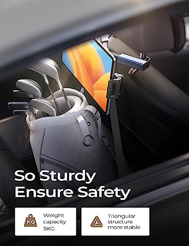 LISEN Tablet iPad Holder for Car Mount Headrest Must Have, iPad Car Holder Back Seat Travel Accessories Long Road Trip Essentials for Kids Black