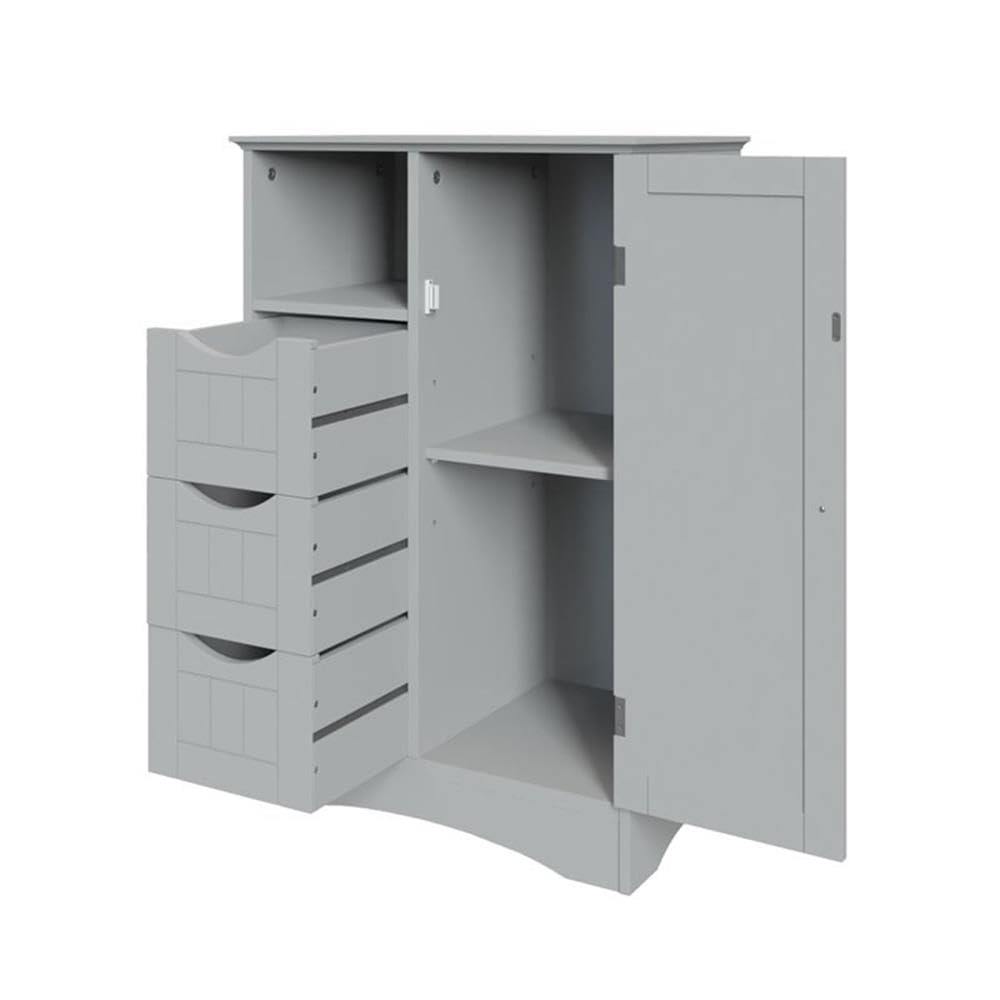 RiverRidge Ashland Collection 1 Door, 3 Drawer, Gray Floor Cabinet,Grey