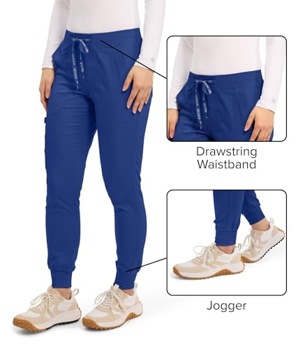 Med Couture Scrub Pants for Women Cargo Jogger Bottoms with 5 Pockets, Lightweight, Ultra Soft, 2-Way Stretch Fabric - MC7710, S, Galaxy