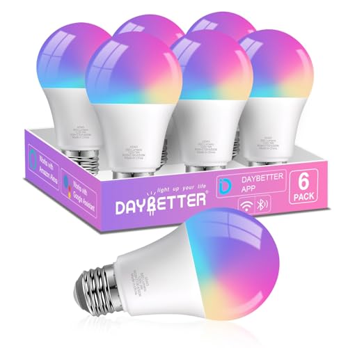 DAYBETTER A19 E26 Smart Light Bulbs,Compatible with Alexa & Google Home