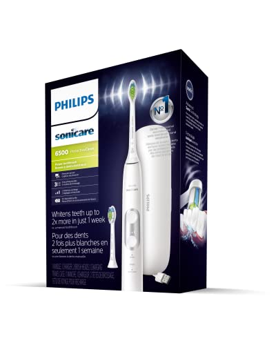 Philips Sonicare ProtectiveClean 6500 Rechargeable Electric Toothbrush, with Pressure Sensor, 3 Cleaning Modes, SmarTimer and QuadPacer, 14-Day Battery Life, Charging Travel Case, White, HX6462/05