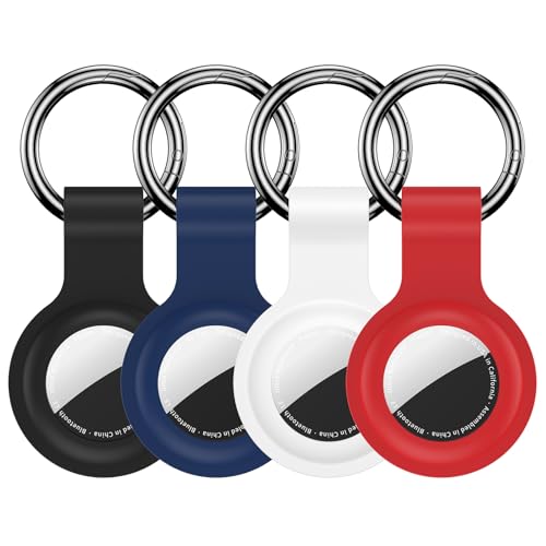 Compatible with AirTag Holder Case 4 Pack,for AirTag 2nd & 1st Generation Airtag Keychain Ring Case Cover,for AirTags Holder GPS Tracker for Apple Airtag Finders Air Tagholder for Kids,Bags,Luggages
