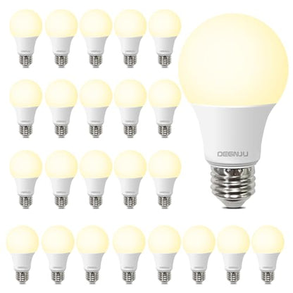 DEGNJU 24 Pack LED Light Bulbs Soft White 2700K, 60 Watt Equivalent LED Bulbs, A19 Standard Bulbs, 800 LM, 15000 Hours, E26 Base, Non-Dimmable, 8.5W White LED Bulbs for Bedroom Living Room