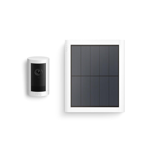 Introducing Ring Outdoor Cam Plus, Solar — Wide-Angle 2K Video with Ring Vision, Low-Light Sight for full-color night vision, Mounting Versatility, White
