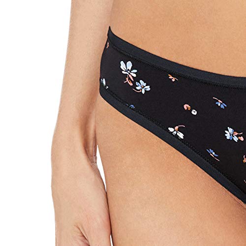 Amazon Essentials Women's Cotton Bikini Brief Underwear (Available in Plus Size), Pack of 6, Black Floral/Blue/Ditsy Floral/Light Pink/Stripe/White, X-Small