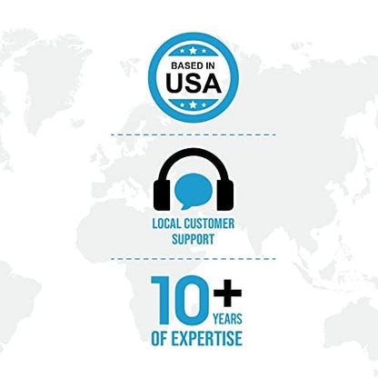 Ceptics Universal Travel Adapter Kit - 2 USB, USB-C Cord+2 US Outlets QC 3.0, Surge Protection, Plugs for Europe, UK, China, Australia, Japan - Perfect for Laptop, Cell Phones, Cameras,Safe ETL Tested