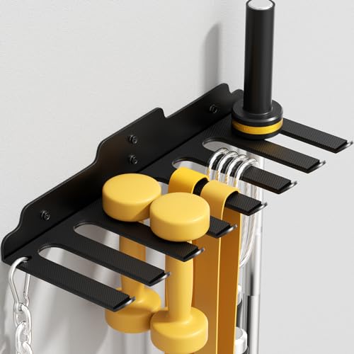 JNIHEEP Home Gym Accessories Storage Rack with 8 Hooks, Barbell Wall Holder
