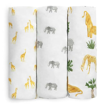 Delta Children Fitted Crib Sheets for Girls and Boys - Crib Sheet for Standard Crib and Toddler Mattresses - 28x52 Inch (Pack of 3), Safari Friends