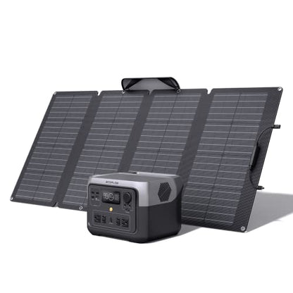 EF ECOFLOW RIVER 2 Max Solar Generator 512Wh Long-life LiFePO4 Portable Power Station& 160W Solar Panel for Home Backup Power, Camping & RVs 100% Charged in 60m with 3000+ Cycles & Up to 1000W Output