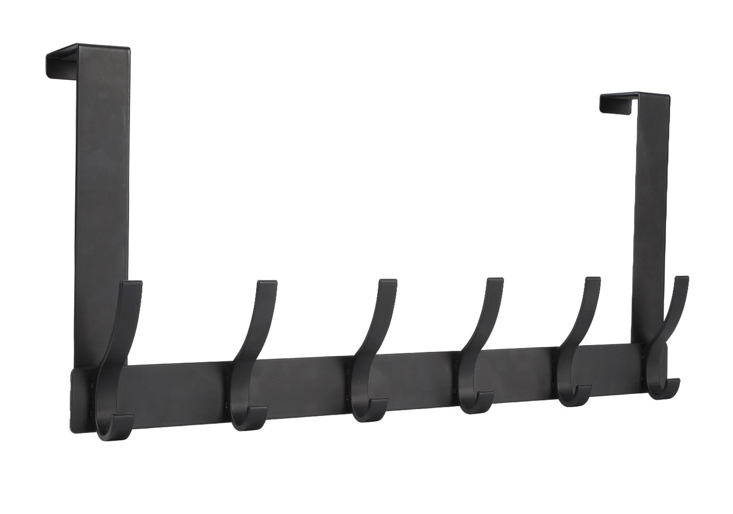 Optish Over The Door Hooks, Door Hanger Hooks for Hanging, Over The Doors Towel Racks for Bathroom with 12 Coat Hook, Coat Rack Dorm Essentials Bathroom Accessories（1 Pack, Black）