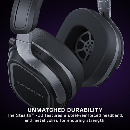 Turtle Beach Stealth 700 Gen 3 Wireless Multiplatform Amplified Gaming Headset for Xbox Series X|S, Xbox One, PC, PS5, Mobile – 60mm Drivers, AI Noise-Cancelling Mic, Bluetooth, 80-Hr Battery – Black