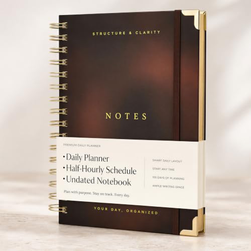 Aesthetic Daily Planner And Notebook With Hourly Schedule - Spiral Notepad
