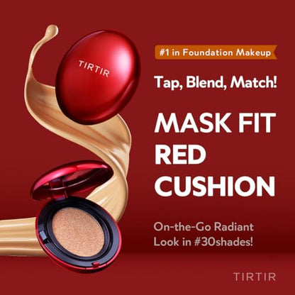 TIRTIR Mask Fit Red Cushion Foundation | Japan's No.1 Choice for Glass skin, Long-Lasting, Lightweight, Buildable Coverage, Semi-Matte (23N Sand, 0.63 Fl Oz (Pack of 1))