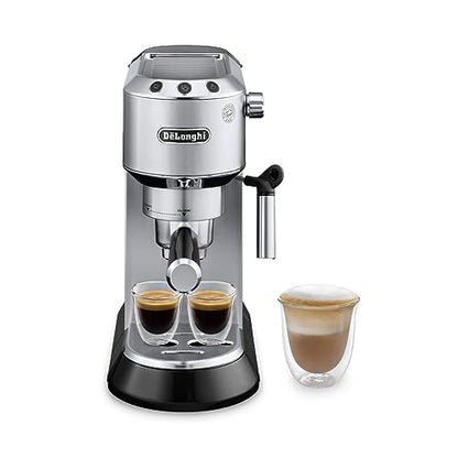 De'Longhi Dedica EC680M, Espresso Machine, Coffee and Cappucino Maker with Milk Frother, Metal / Stainless, Compact Design 6 in Wide, Fit Mug Up to 5 in