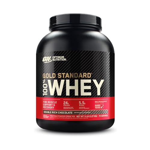 Optimum Nutrition Gold Standard 100% Whey Protein Powder, Double Rich Chocolate, 5 Pound (Packaging May Vary)