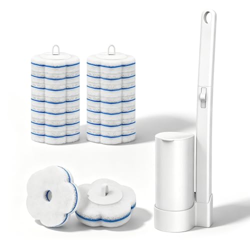SetSail Disposable Toilet Brush for Bathroom Cleaning, 16 Replacement,White