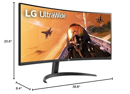 LG 34WP60C-B 34-Inch 21:9 Curved UltraWide QHD (3440x1440) VA Display with sRGB 99% Color Gamut and HDR 10, AMD FreeSync Premium and 3-Side Virtually Borderless Screen Curved QHD Tilt,Black