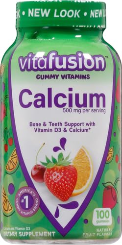 vitafusion Chewable Calcium Gummy Vitamins for Bone and Teeth Support, Fruit and Cream Flavored, America’s Number 1 Gummy Vitamin Brand, 50 Day Supply, 100 Count