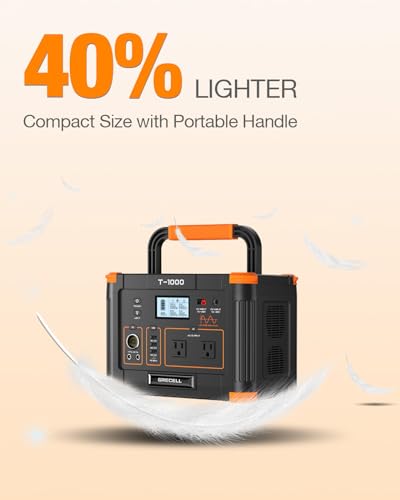 GRECELL 999Wh Solar Generator 1000W, Portable Power Station with 60W USB-C PD Output, 110V Pure Sine Wave AC Outlet Backup Lithium Battery for Outdoors Camping Travel Hunting Home (Peak 2000W)