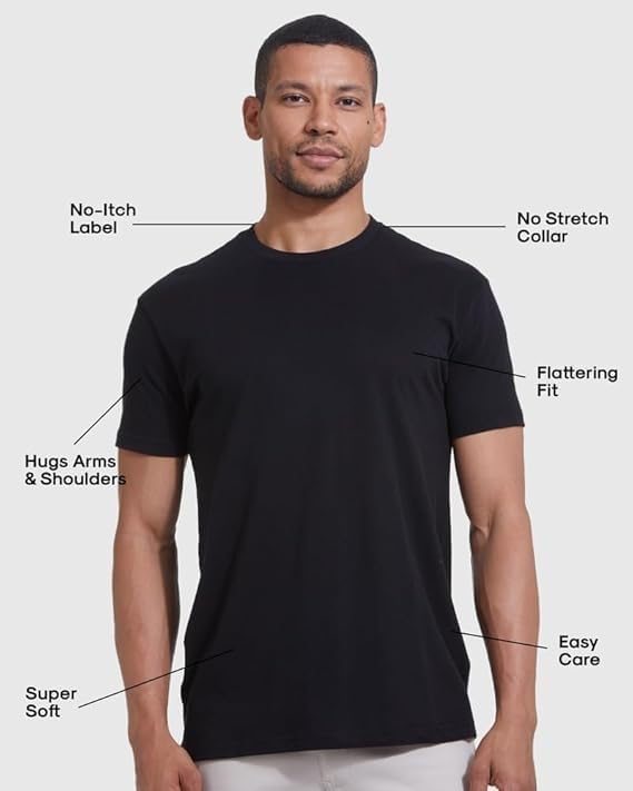 True Classic Mens T-Shirts - Short Sleeve Crew Neck Plain Novelty T Shirt for Men, Pack of 3, Variety, L