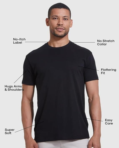 True Classic Mens T-Shirts - Short Sleeve Crew Neck Plain Novelty T Shirt for Men, Pack of 3, Variety, L