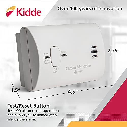 Kidde Carbon Monoxide Detector, Battery Powered CO Alarm with LEDs, Test-Reset Button, Low Battery Indicator, Portable