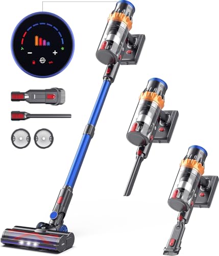 NADALY Cordless Vacuum Cleaner, 550W/45Kpa Stick Vacuum with Touch Screen, MAX 65Mins Runtime Vacuum Cleaner for Home, Anti-Tangle & Auto Mode, Wireless Vacuum for Pet Hair Carpet Hardwood Floor