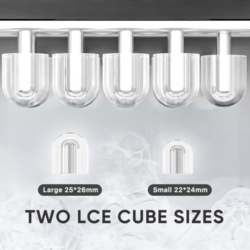 DUMOS Countertop Ice Maker with Handle, 26lbs/24H Portable Ice Machine, 9 Bullet Ice Cubes Ready in 6 Mins, Self-Cleaning, Quiet Compact Ice Maker for Home, Kitchen, RV, Camping, Black
