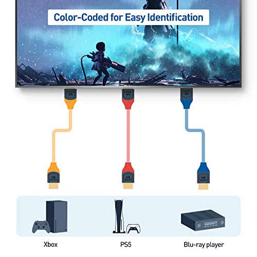 Cable Matters [Ultra High Speed HDMI Certified] 3-Pack 48Gbps 8K HDMI Cable 6.6 ft / 2m with 8K@60Hz, 4K@240Hz and HDR Support for PS5, Xbox Series X/S, RTX3080/3090, RX 6800/6900, Apple TV