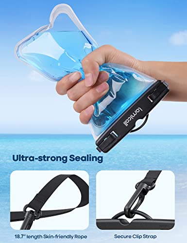 Lamicall Waterproof Phone Pouch Case - [2 Pack][Easy Lock & Heavy Duty] IPX8 Water Proof Cell Phone Dry Bag for Beach, Protector for iPhone 15 14 13 12 11 Pro Max Plus XS XR, Galaxy S24 S23, 4-7"