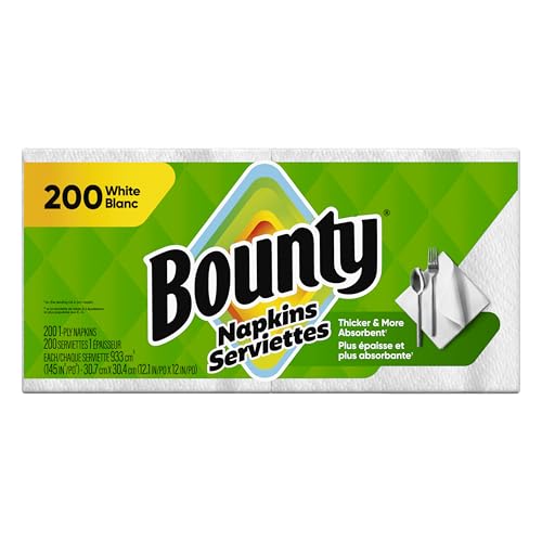 Bounty Paper Napkins, White, 200 Count, Packaging may vary
