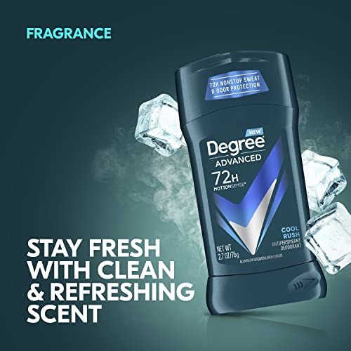 Degree Men Advanced Protection Antiperspirant Deodorant Cool Rush 4 count 72-Hour Sweat and Odor Protection Antiperspirant For Men With MotionSense Technology 2.7 oz