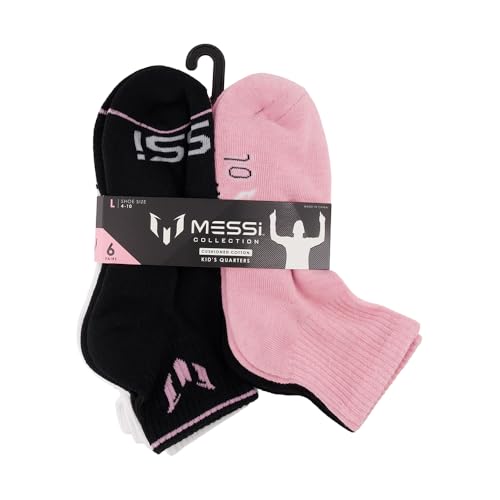 Messi Girls Lifestyle No-Show Socks, 6-Pack Kids Socks, Soft & Stretchy, Comfortable, Black