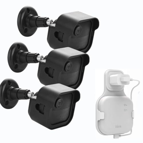 Wall Mount for Blink Outdoor 4 (4th Gen) and 3rd Gen Camera, 3 Weatherproof Housings and 360° Adjustable Brackets with 1 Outlet Mount for Blink Sync Module XR, 7-in-1 Security Kit (Black)