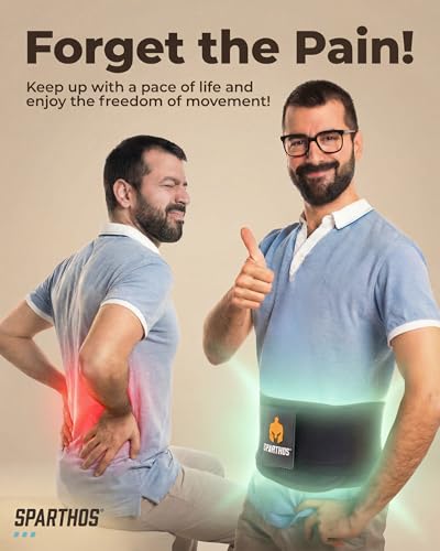 Sparthos Back Brace for Women & Men, Sciatica, Lower Back Pain - Black-L