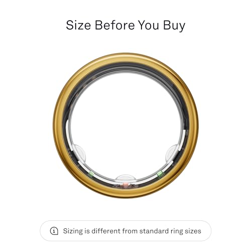 Oura Ring Gen3 Horizon - Gold - Size 8 - Smart Ring - Size First with Oura Sizing Kit - Sleep Tracking Wearable - Heart Rate - Fitness Tracker - 5-7 Days Battery Life