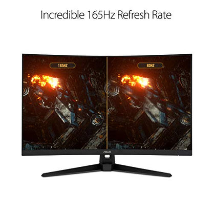 ASUS TUF Gaming 32" 1440P HDR Curved Monitor (VG32VQ1B) - QHD (2560 x 1440), 165Hz (Supports 144Hz), 1ms, Extreme Low Motion Blur, Speaker, FreeSync Premium, VESA Mountable, DisplayPort, HDMI,BLACK