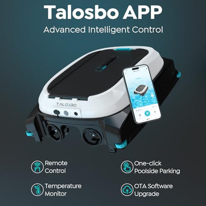 TALOSBO Pleco SK01 Solar Powered Robotic Pool Skimmer with APP Support, 24/7 Cleaning, Two Charging Modes, Smart Obstacle Avoidance, 7L Filter Capacity, Ideal for All Pool Surfaces