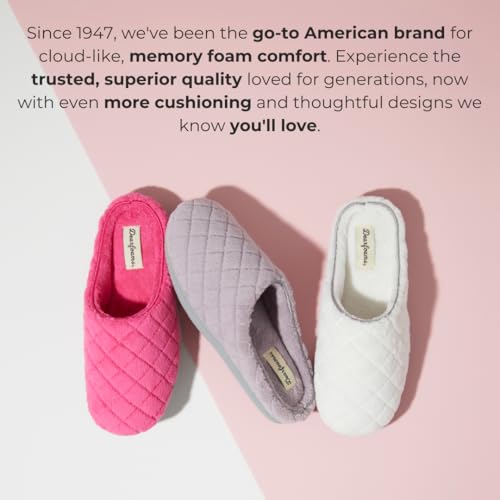 Dearfoams Women's Leslie Washable Memory Foam Clog with Wide Widths Slipper, Frosted Plum Terry, 7-8