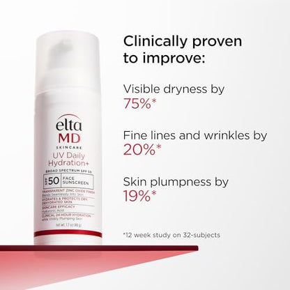 EltaMD UV Daily Hydration+ SPF 50, Dermatologist Trusted Lightweight Hybrid Sunscreen Providing Advanced Sun Protection and Corrective Skin Hydration.