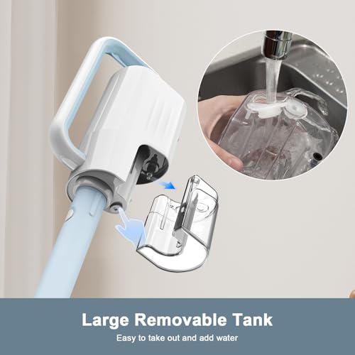 Steam Cleaner, 6 in1 Rotated Steam Mop Cleaner with 2 Modes, 2 Microfiber Pads, 400ML Removable Tank, 23FT Power Cable, Detachable Steam Mops for Floor, Laminate Floor, Tiles Cleaning (Deepwater Blue)