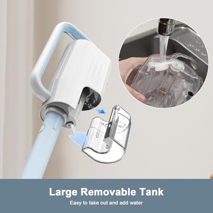 Steam Cleaner, 6 in1 Rotated Steam Mop Cleaner with 2 Modes, 2 Microfiber Pads, 400ML Removable Tank, 23FT Power Cable, Detachable Steam Mops for Floor, Laminate Floor, Tiles Cleaning (Deepwater Blue)