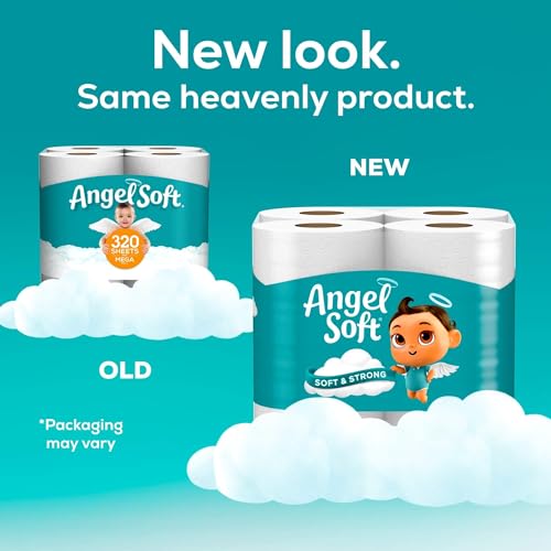 Angel Soft Toilet Paper, 16 Mega Rolls = 64 Regular Rolls, Soft and Strong Toilet Tissue