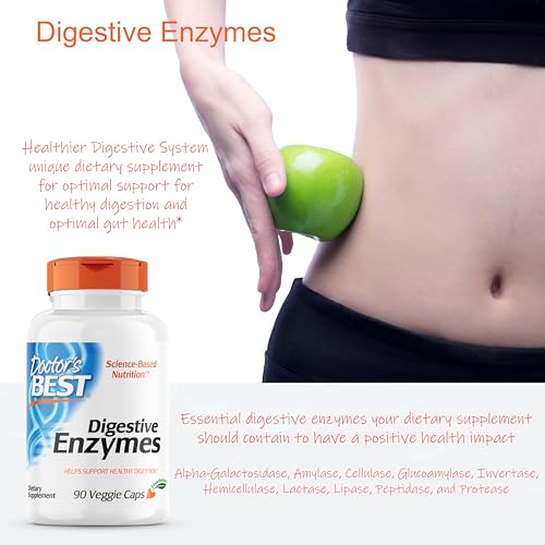 Doctors Best Digestive Enzymes, Supports Digestive Wellness, Non-GMO, Vegetarian 90 Veggie Caps