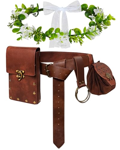 Orgoue Renaissance Accessories, Medieval Viking Steampunk Leather Belt