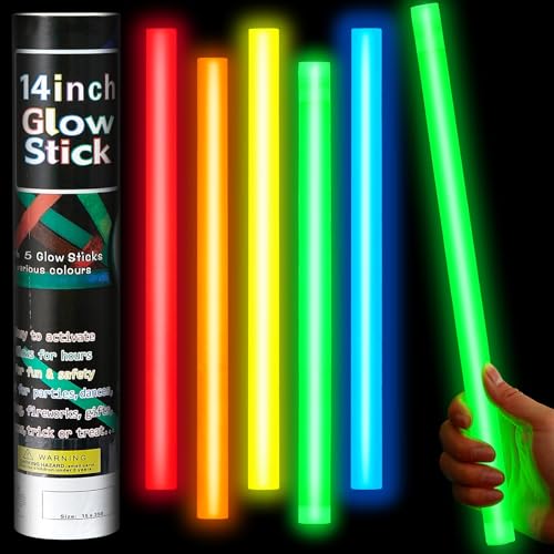 Lewtemi 5 Pcs 14 Inch Glow Sticks Jumbo, Colorful