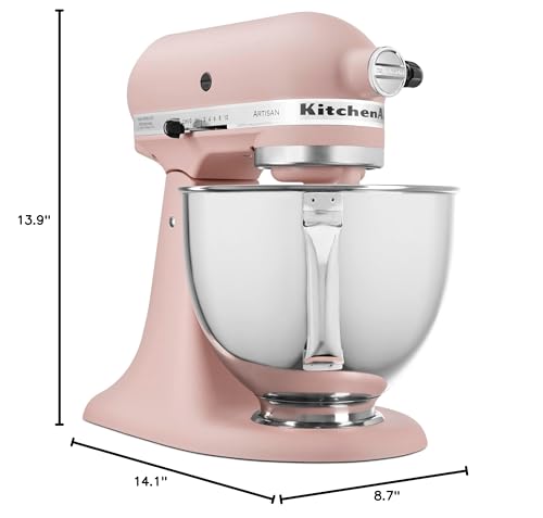 KitchenAid Artisan Series 5 Quart Tilt Head Stand Mixer with Pouring Shield KSM150PS, Feather Pink